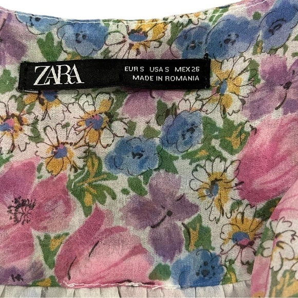 Zara Chiffon Floral Sleeveless Bodysuit - Pink/Purple/Blue/White - Picture 11 of 11
